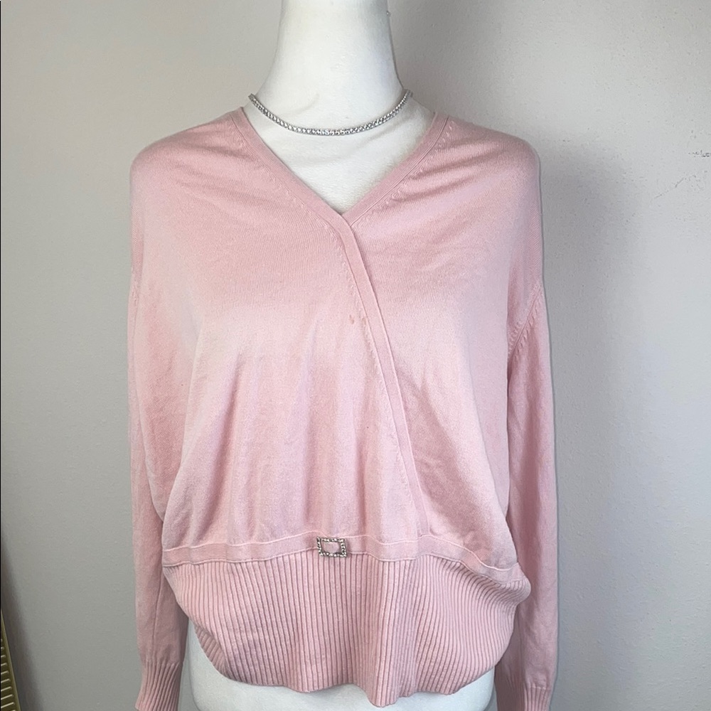 Preppy Vintage RARE Basler Pink V-Neck Wrap Sweater
